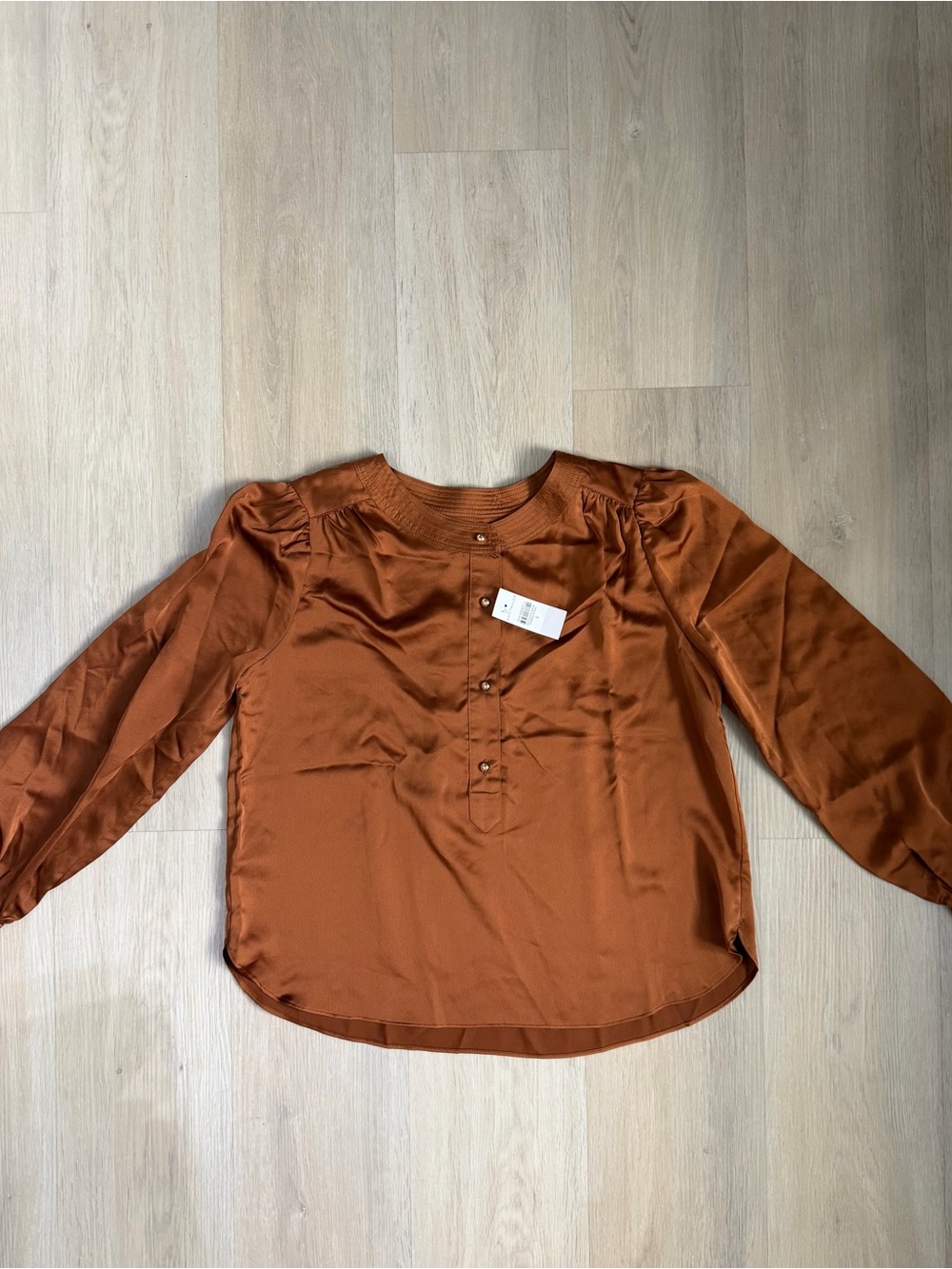 Ann Taylor Satin Long-Sleeve Blouse |  NWT